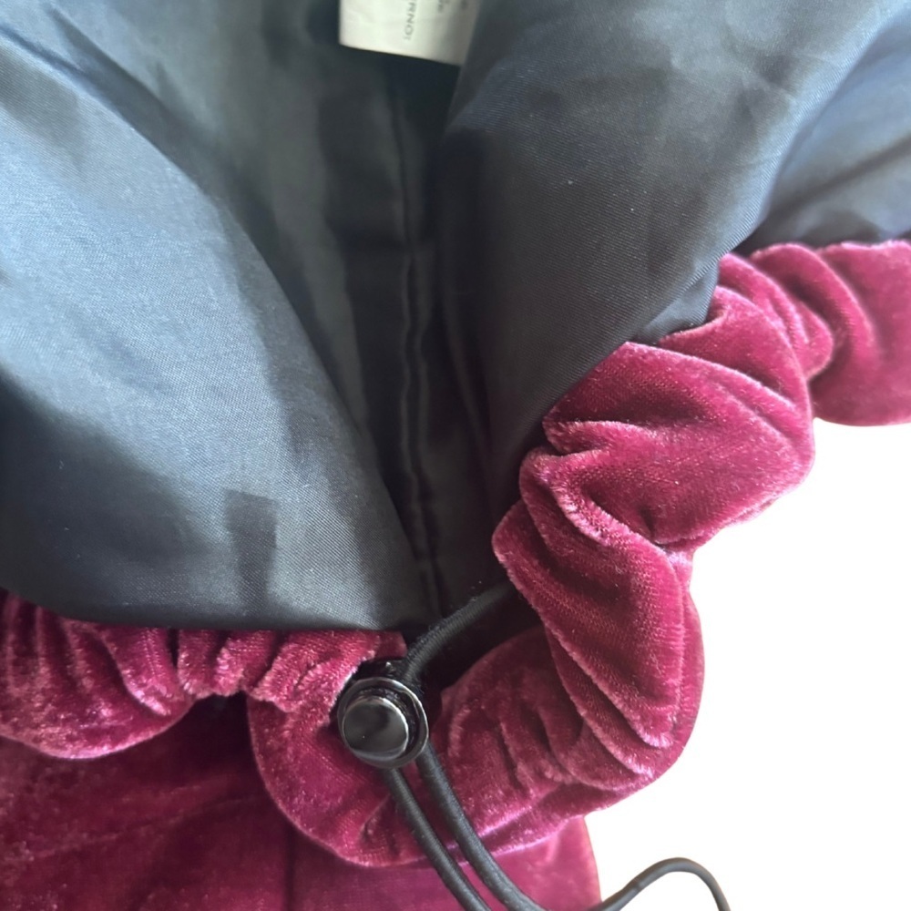⛷️ Glamorous Burgundy Velvet Puffer Jacket | Scrunch Cuffs | Small - Picture 7 of 8
